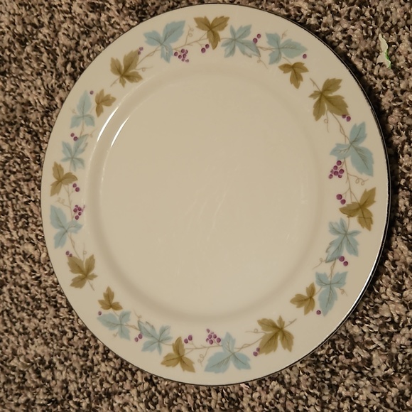 Dining Set Of 2 Salads Plates 196s Vintage China Bluegreen Leaves